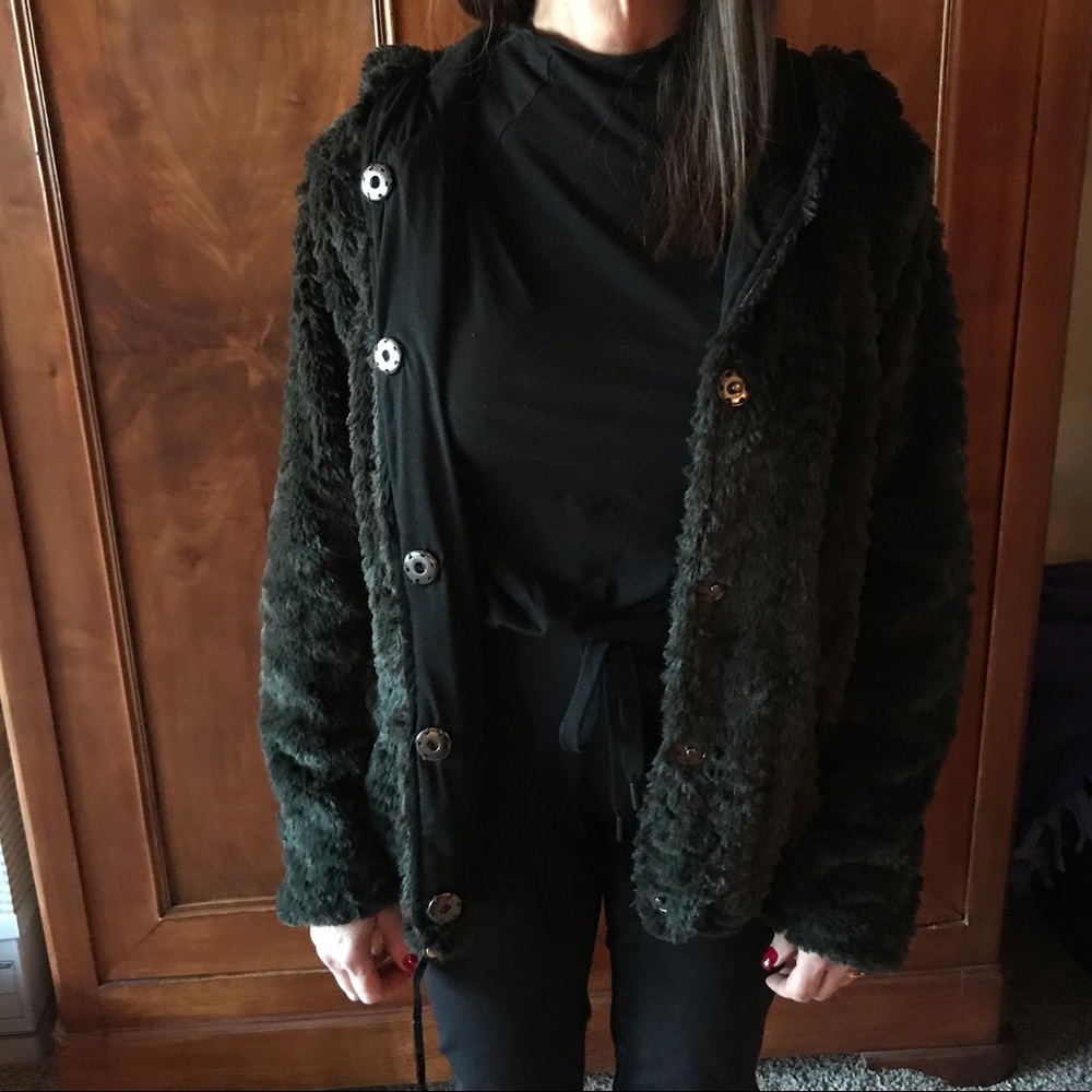 Dark Green Faux Fur Jacket